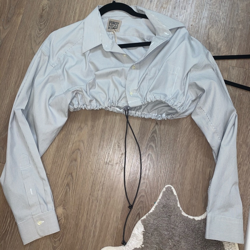 LF x Furst of a Kind collared button down crop top